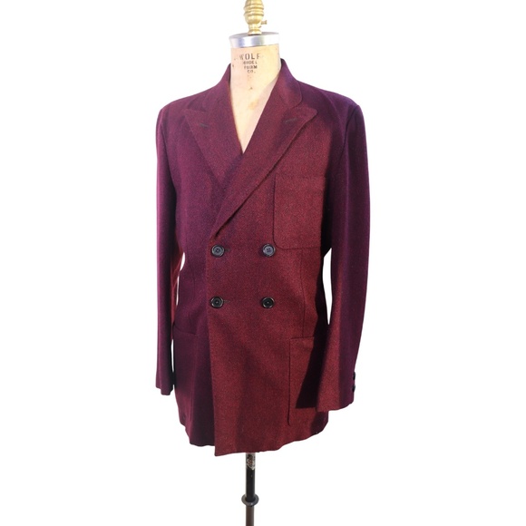 Vintage Mens Bespoke Handwoven Donegal Tweed Purple Wool Jacket - Picture 14 of 15